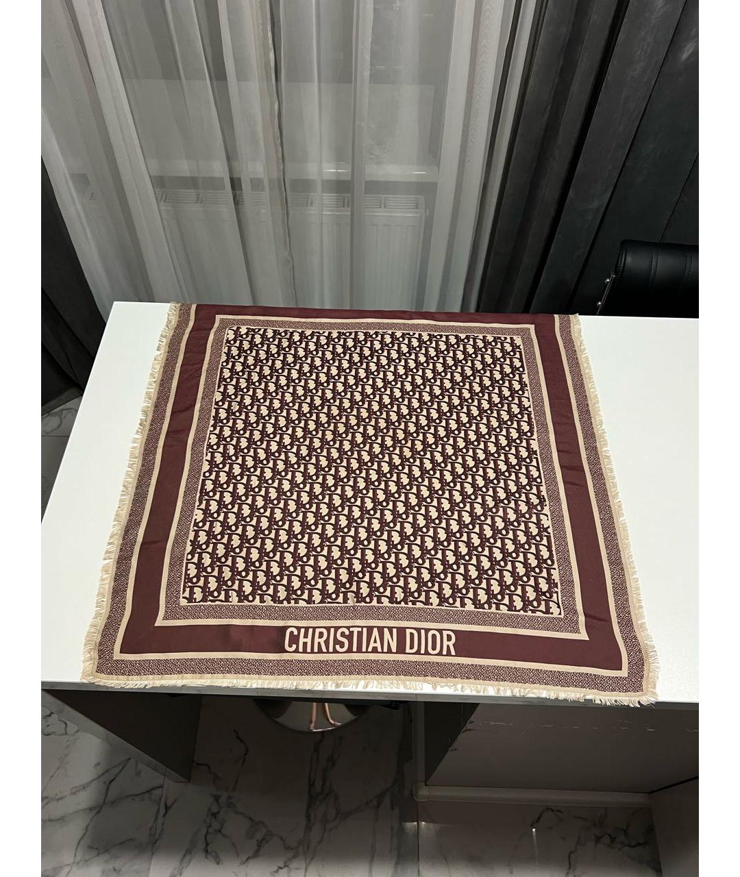 CHRISTIAN DIOR PRE-OWNED Бирюзовый шелковый платок, фото 6