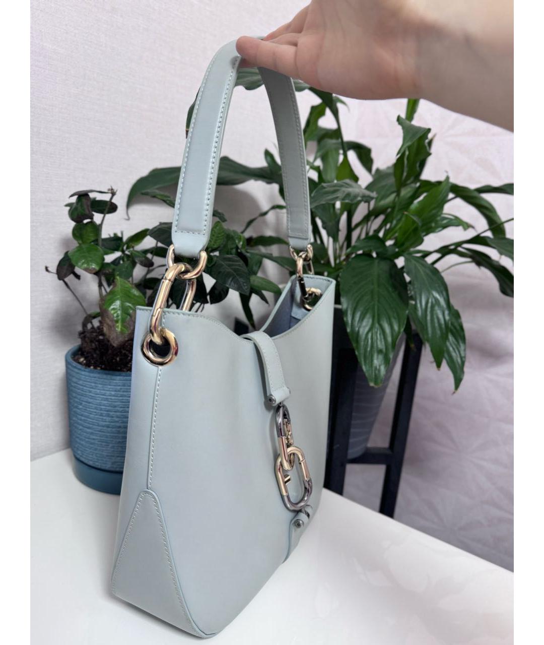 FURLA Голубая кожаная сумка через плечо, фото 3