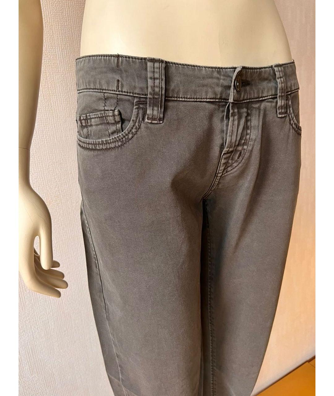 LOVE MOSCHINO Серые хлопко-эластановые прямые джинсы, фото 6