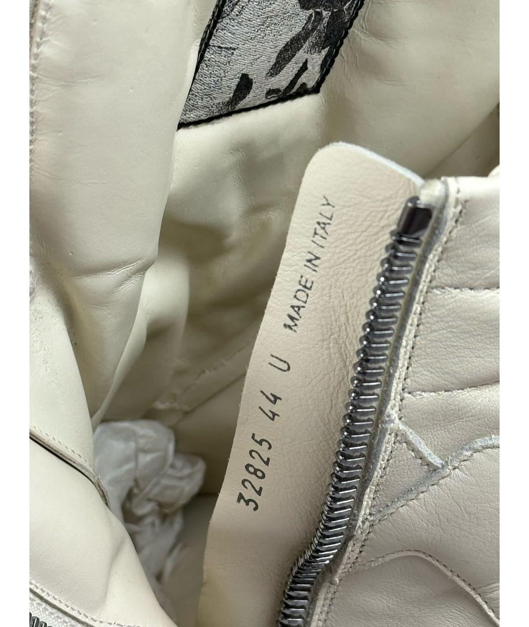 RICK OWENS Белые кожаные высокие кроссовки / кеды, фото 7