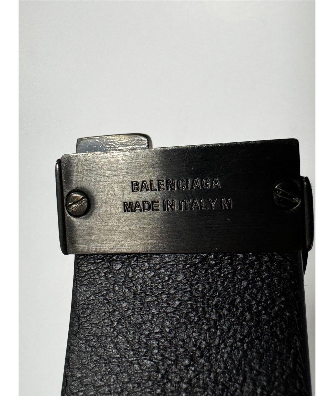 BALENCIAGA Черный кожаный браслет, фото 6