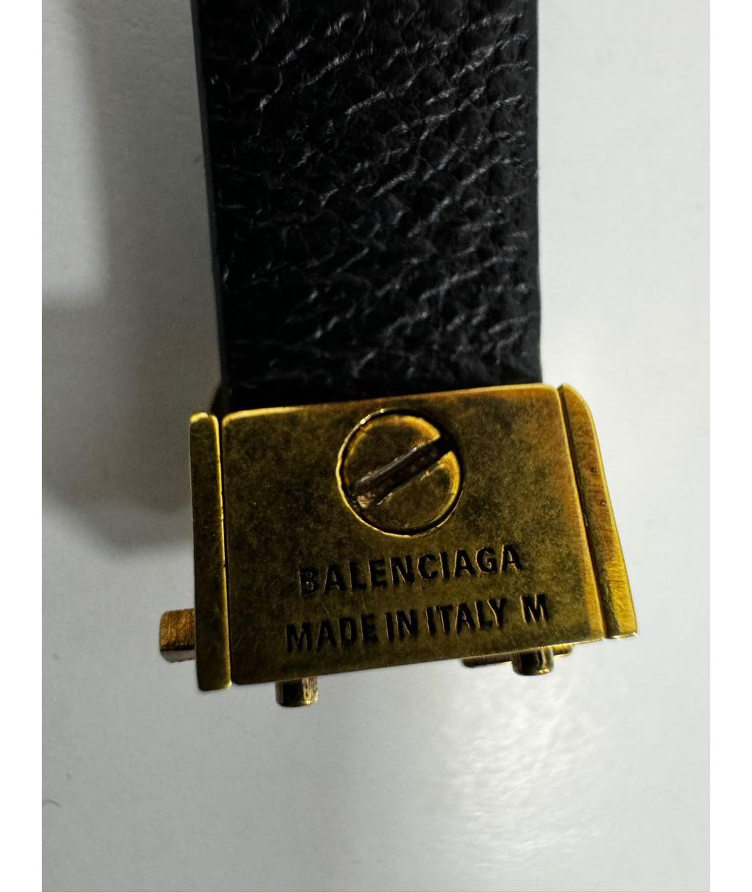 BALENCIAGA Черный кожаный браслет, фото 7