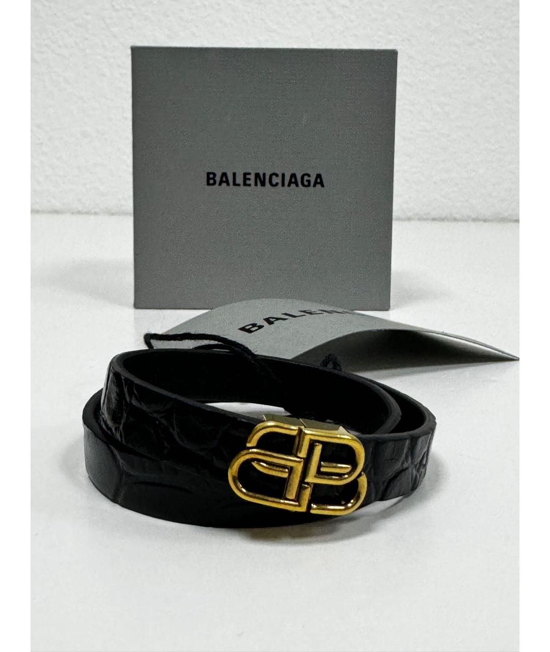 BALENCIAGA Черный кожаный браслет, фото 4