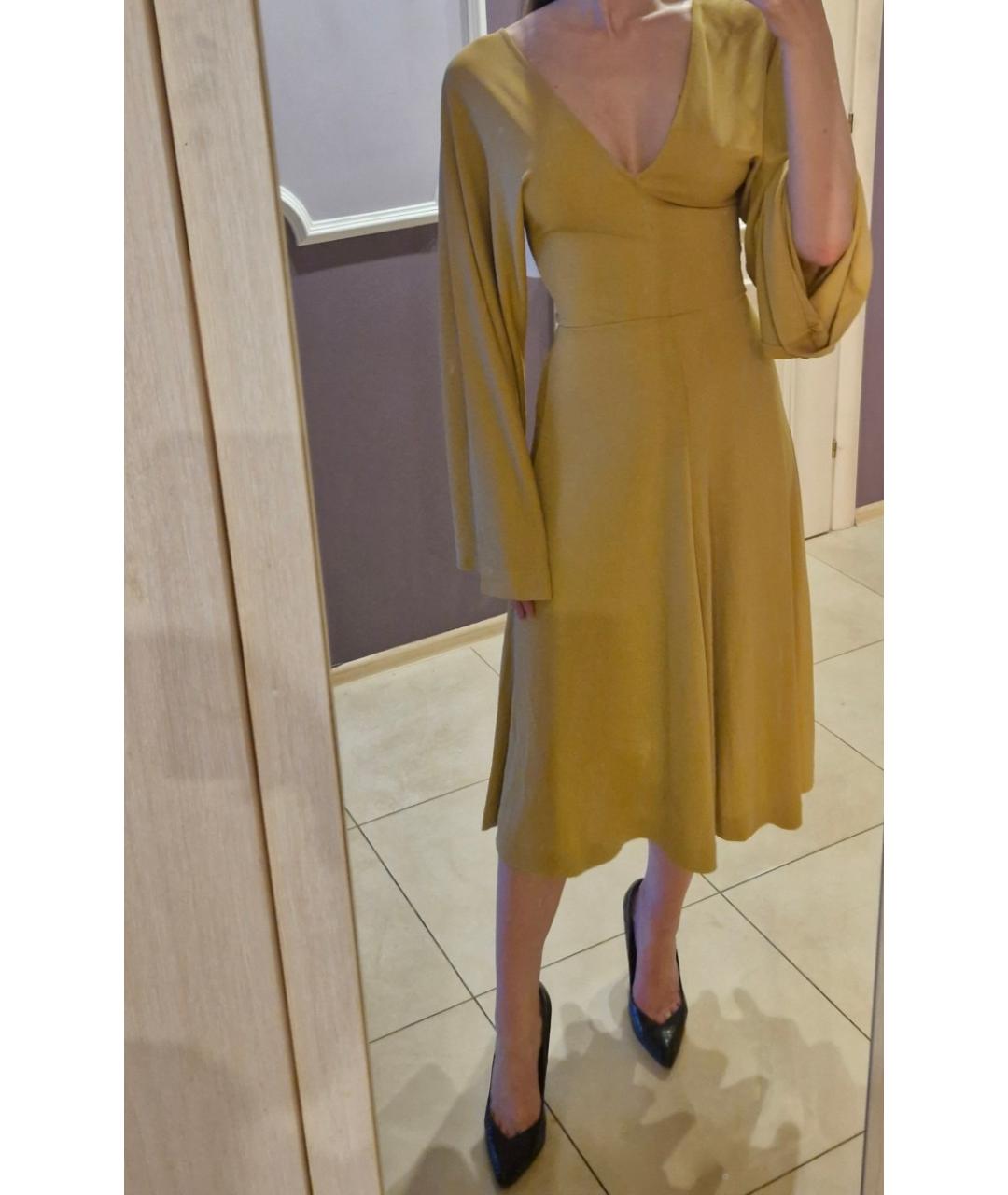TOTEME Желтое ацетатное коктейльное платье, фото 5