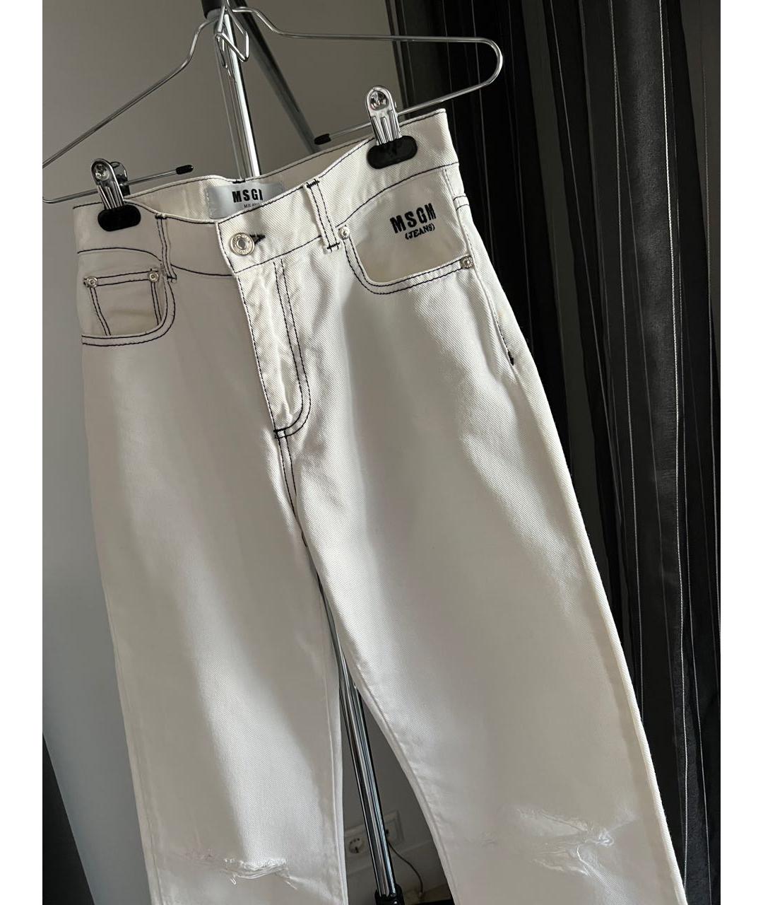 MSGM Белые хлопковые прямые джинсы, фото 3