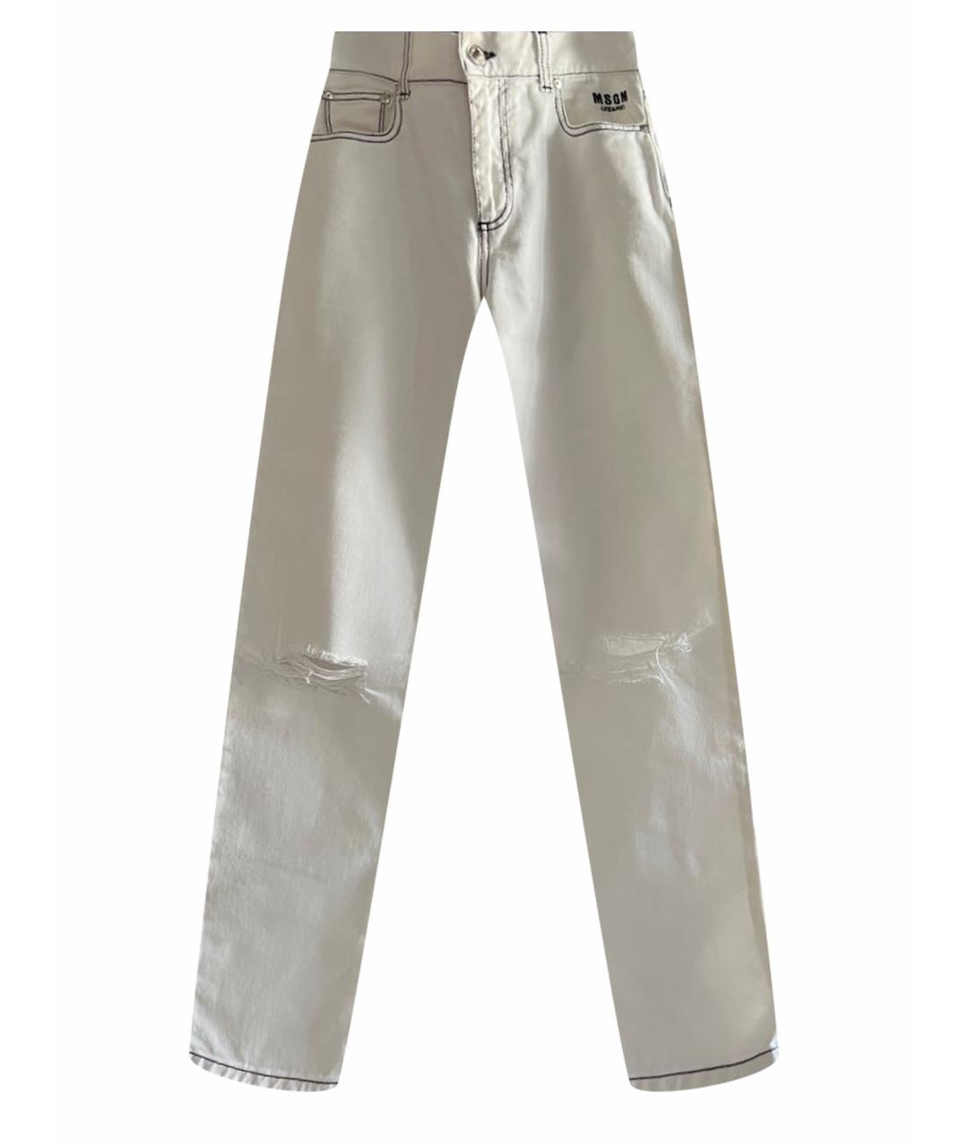 MSGM Белые хлопковые прямые джинсы, фото 1