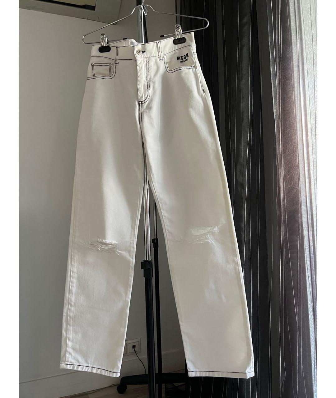 MSGM Белые хлопковые прямые джинсы, фото 9