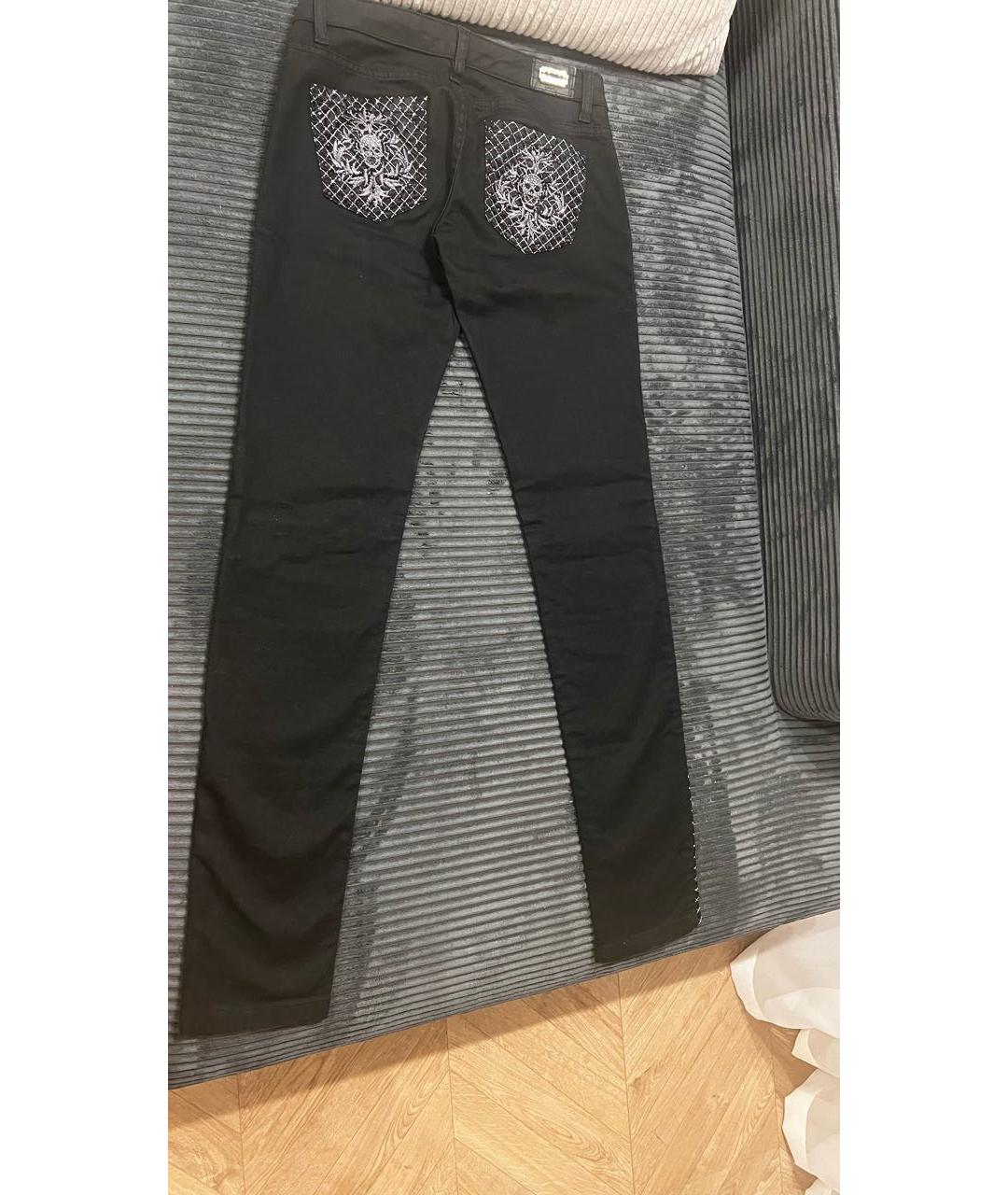 PHILIPP PLEIN Черные хлопко-эластановые джинсы слим, фото 2