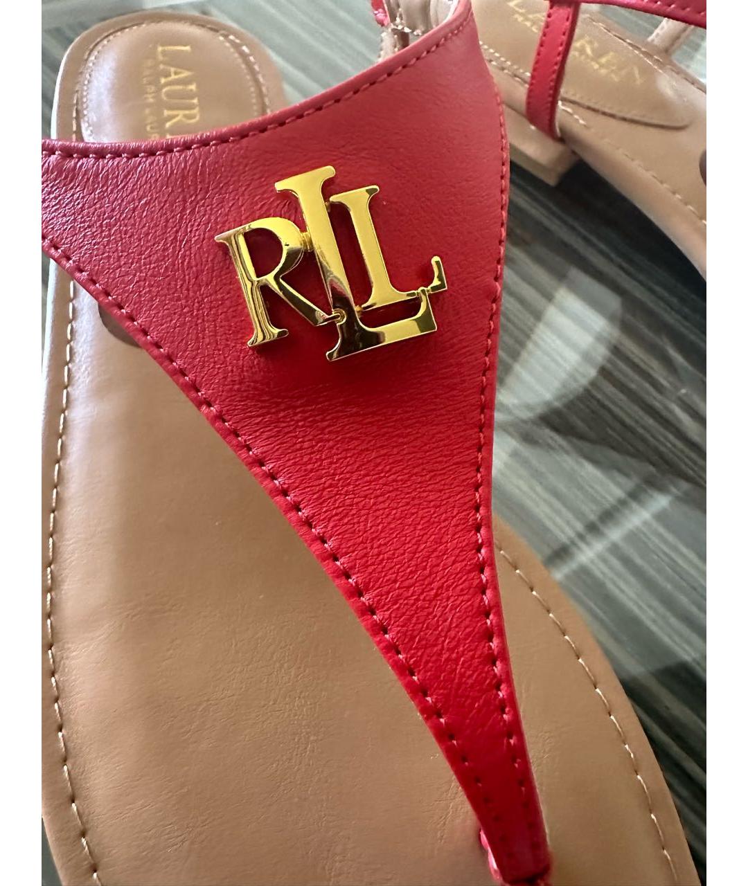 RALPH LAUREN Красные кожаные сандалии, фото 5