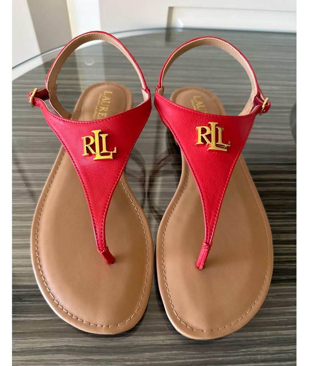 RALPH LAUREN Красные кожаные сандалии, фото 2