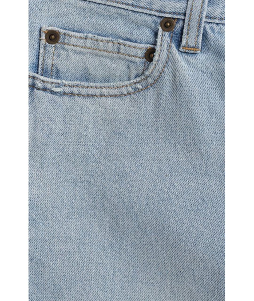 SAINT LAURENT Голубые хлопковые прямые джинсы, фото 4