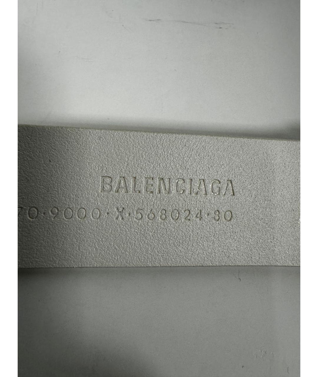 BALENCIAGA Белый кожаный ремень, фото 6