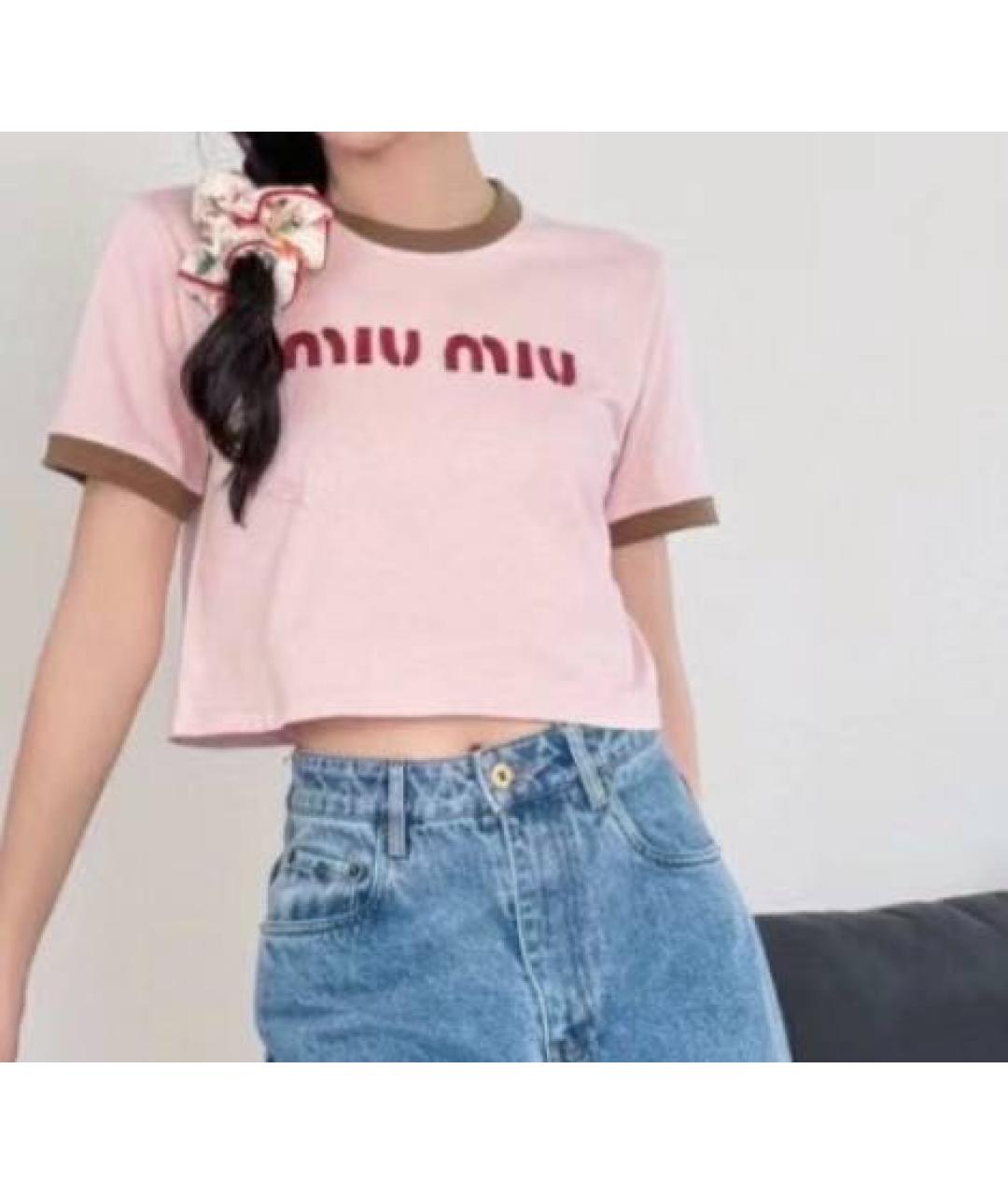 MIU MIU Розовая футболка, фото 4