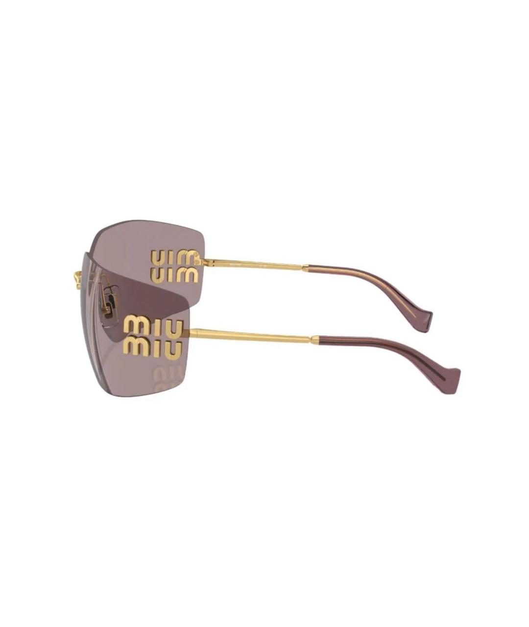 MIU MIU Золотые металлические солнцезащитные очки, фото 3