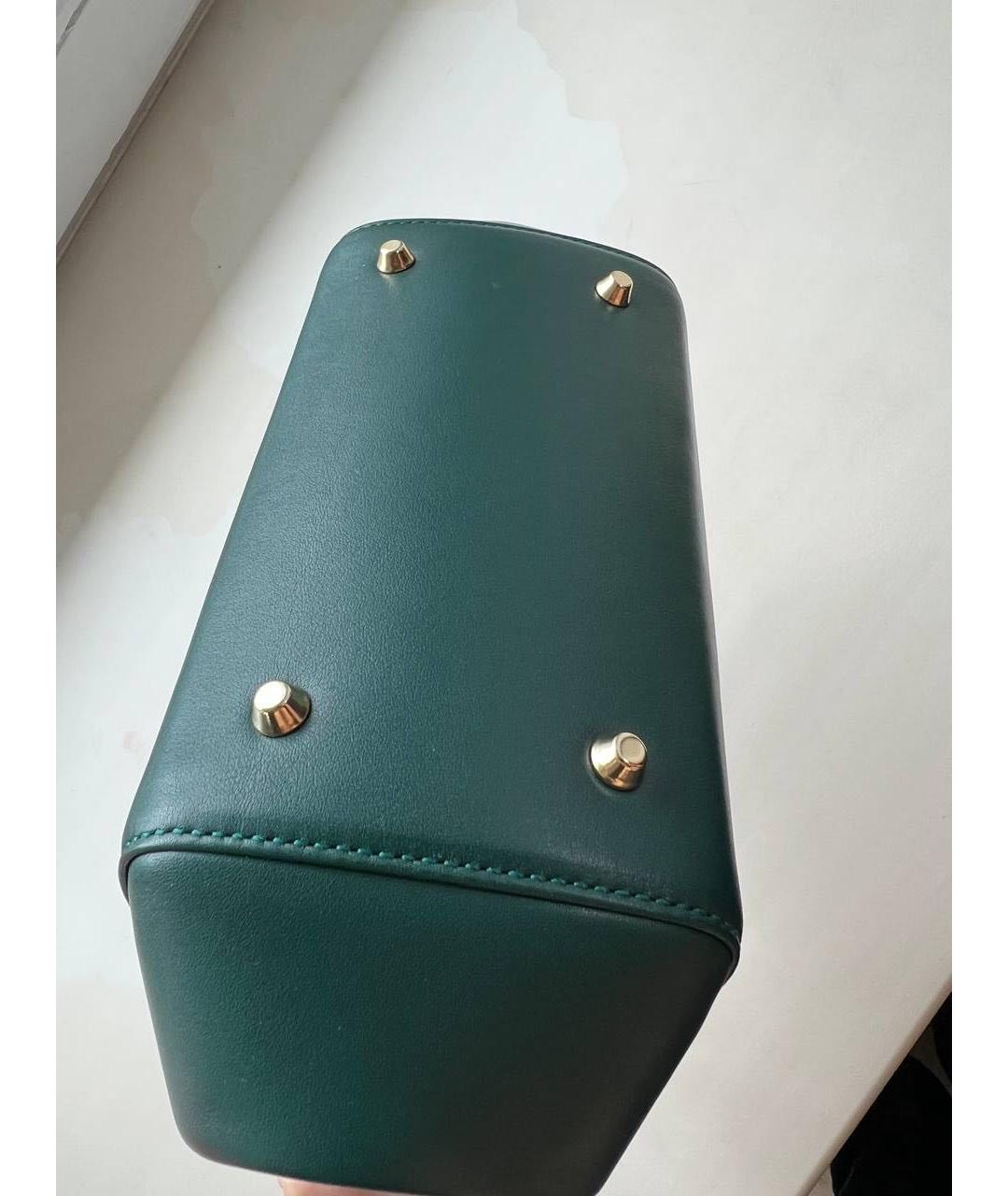 ULYANA SERGEENKO Зеленая кожаная сумка с короткими ручками, фото 7