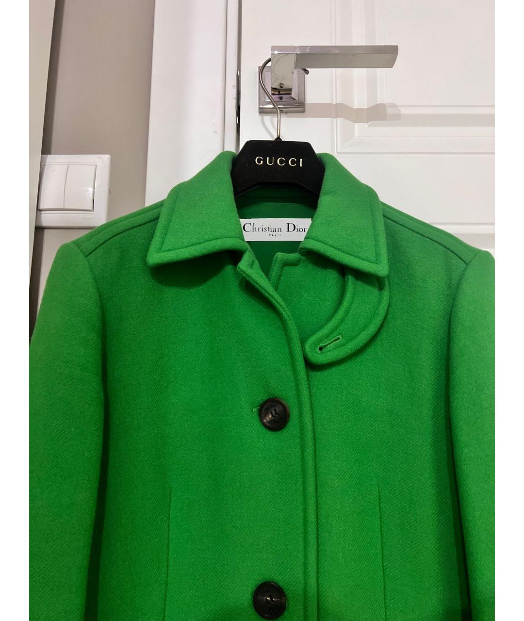 CHRISTIAN DIOR Зеленые шерстяное пальто, фото 3