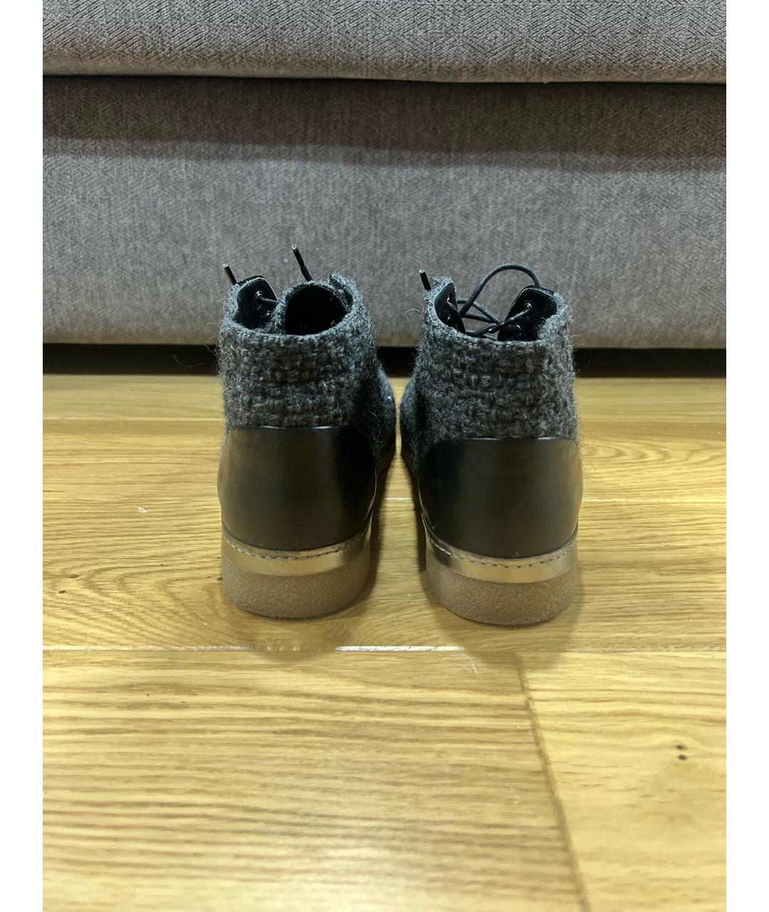 CHANEL PRE-OWNED Серые кожаные ботинки, фото 4