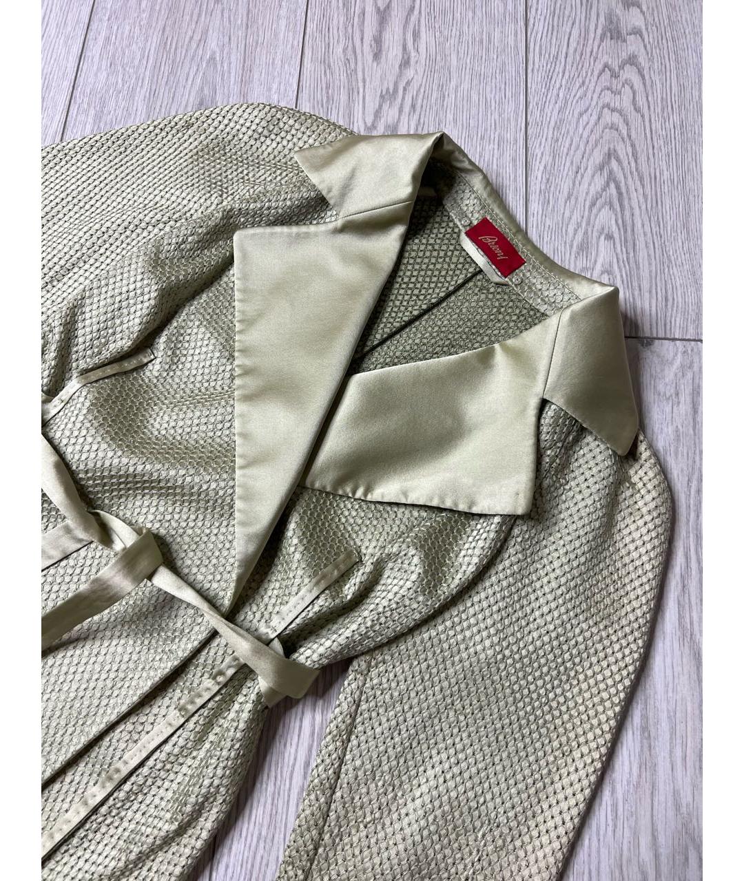 BRIONI Салатовый шелковый жакет/пиджак, фото 3