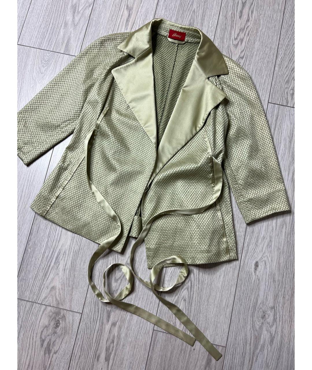 BRIONI Салатовый шелковый жакет/пиджак, фото 6