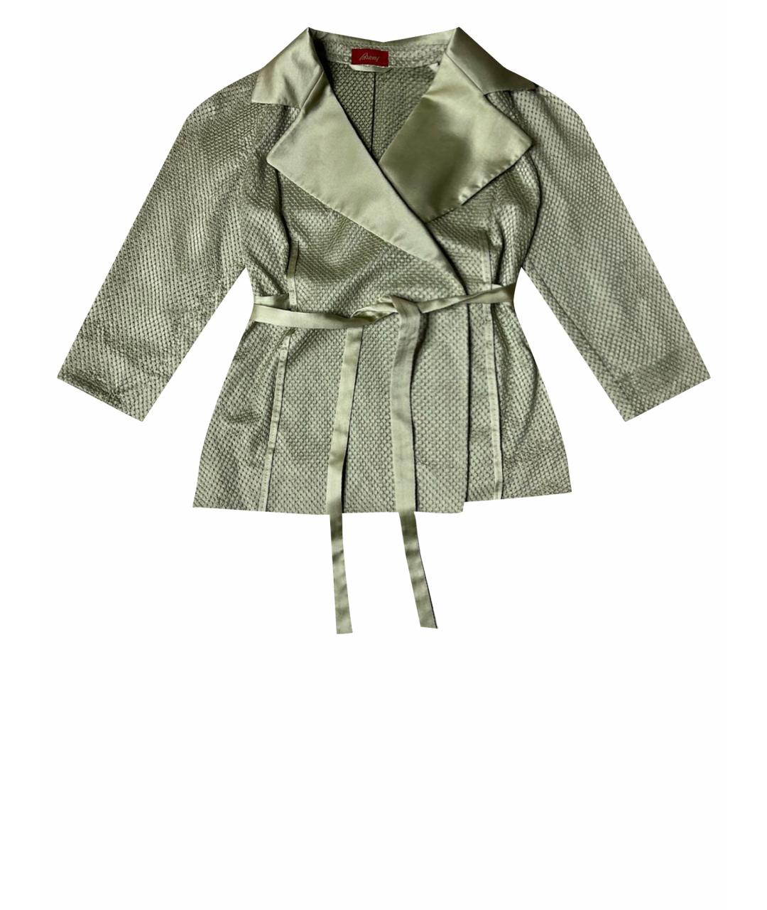 BRIONI Салатовый шелковый жакет/пиджак, фото 1