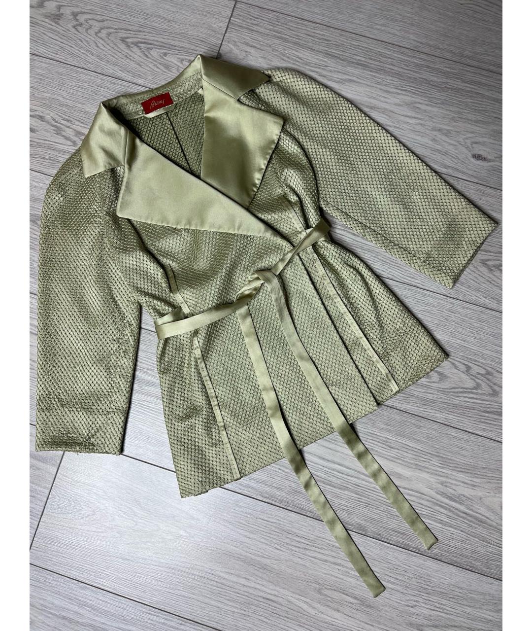 BRIONI Салатовый шелковый жакет/пиджак, фото 9
