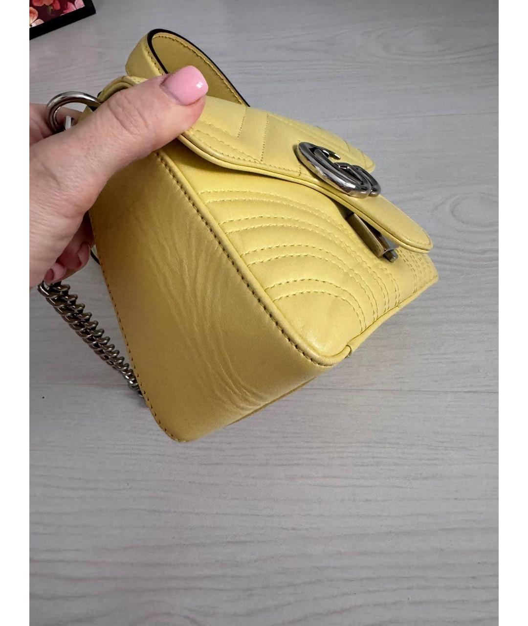 GUCCI Желтая кожаная сумка с короткими ручками, фото 6