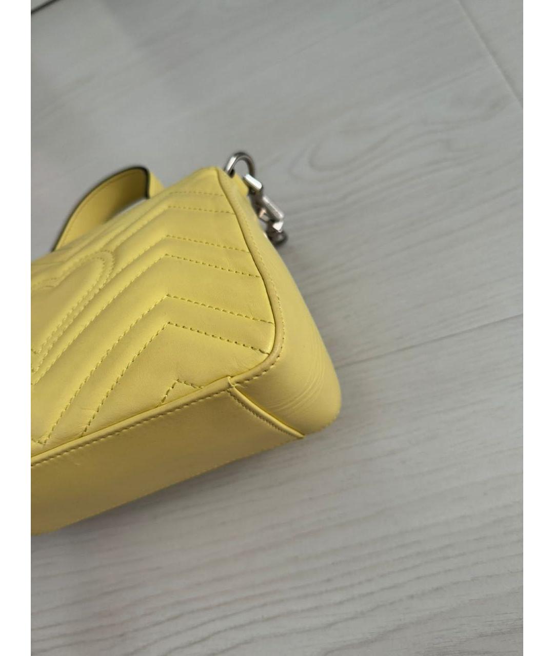 GUCCI Желтая кожаная сумка с короткими ручками, фото 5
