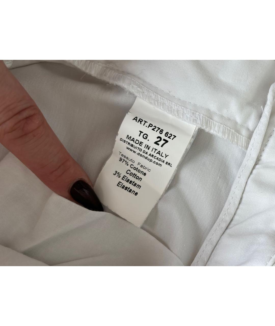 DONDUP Белые хлопко-эластановые прямые брюки, фото 8