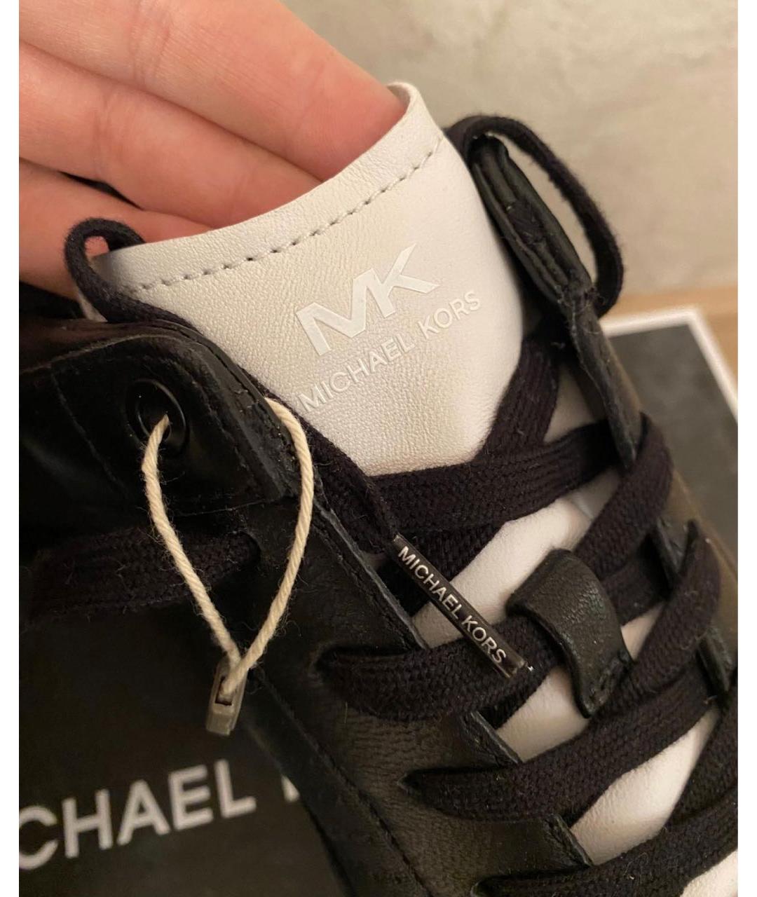 MICHAEL MICHAEL KORS Черные кожаные низкие кроссовки / кеды, фото 5