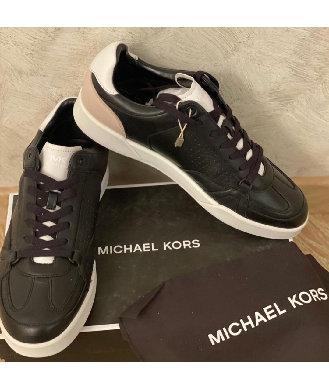 MICHAEL MICHAEL KORS Черные кожаные низкие кроссовки / кеды, фото 4