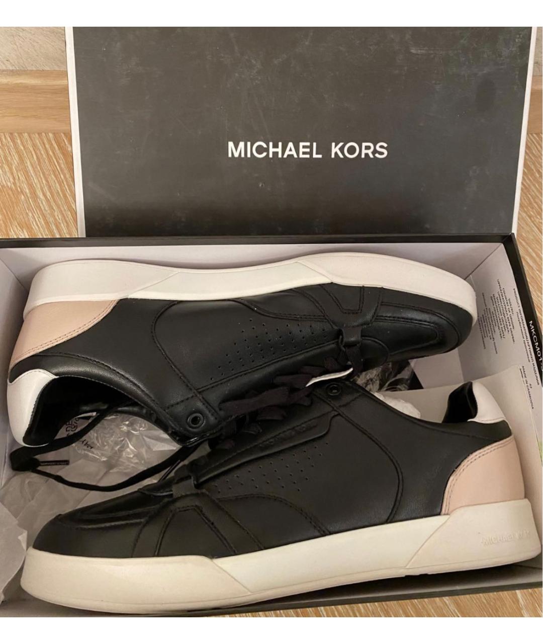 MICHAEL MICHAEL KORS Черные кожаные низкие кроссовки / кеды, фото 8