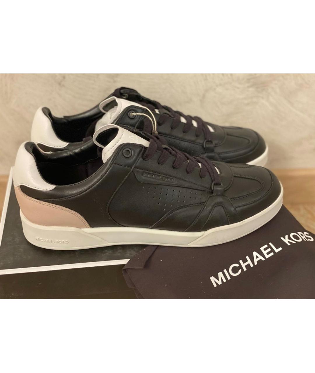 MICHAEL MICHAEL KORS Черные кожаные низкие кроссовки / кеды, фото 3