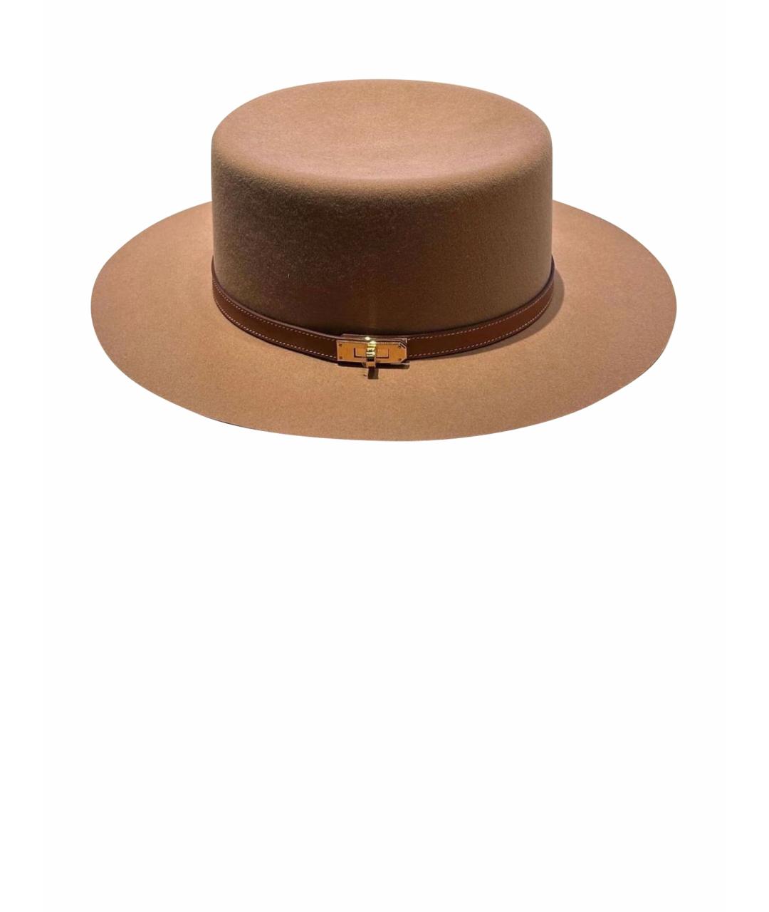 HERMES PRE-OWNED Коричневая шерстяная шляпа, фото 1