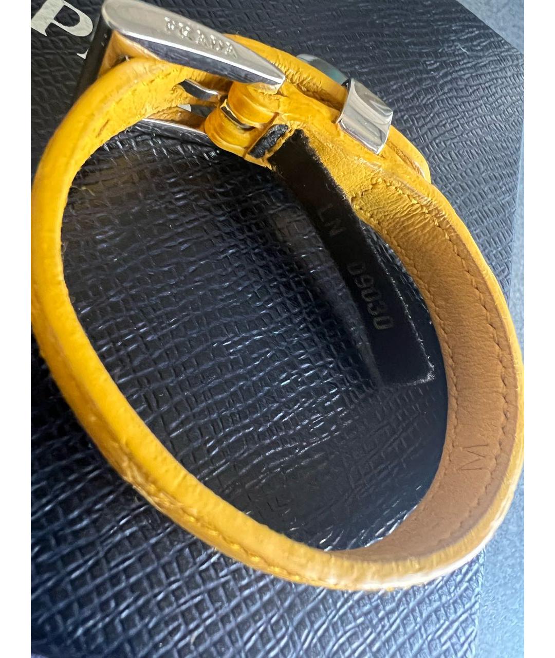 PRADA Желтый кожаный браслет, фото 4