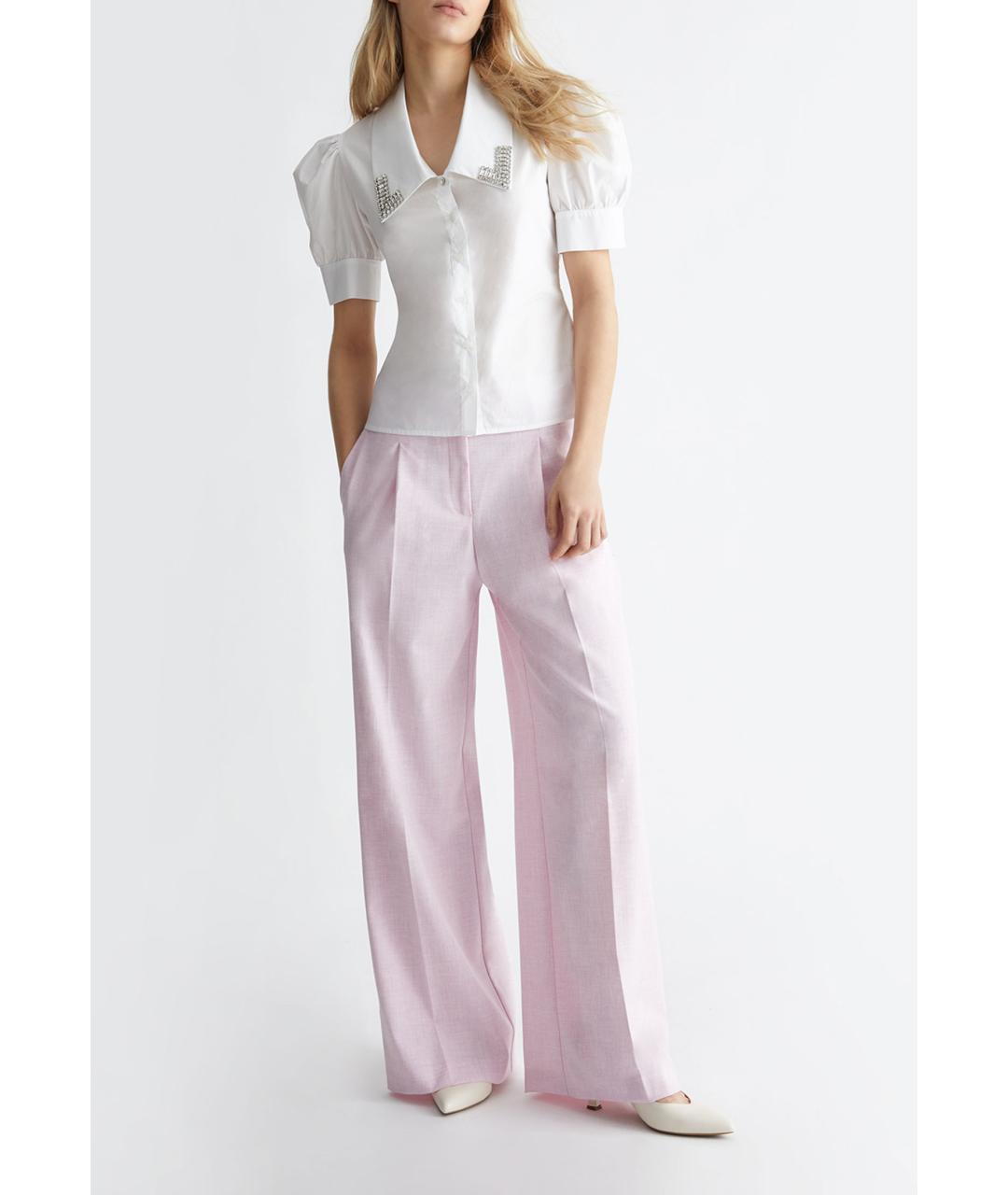 LIU JO Розовые полиэстеровые брюки широкие, фото 5