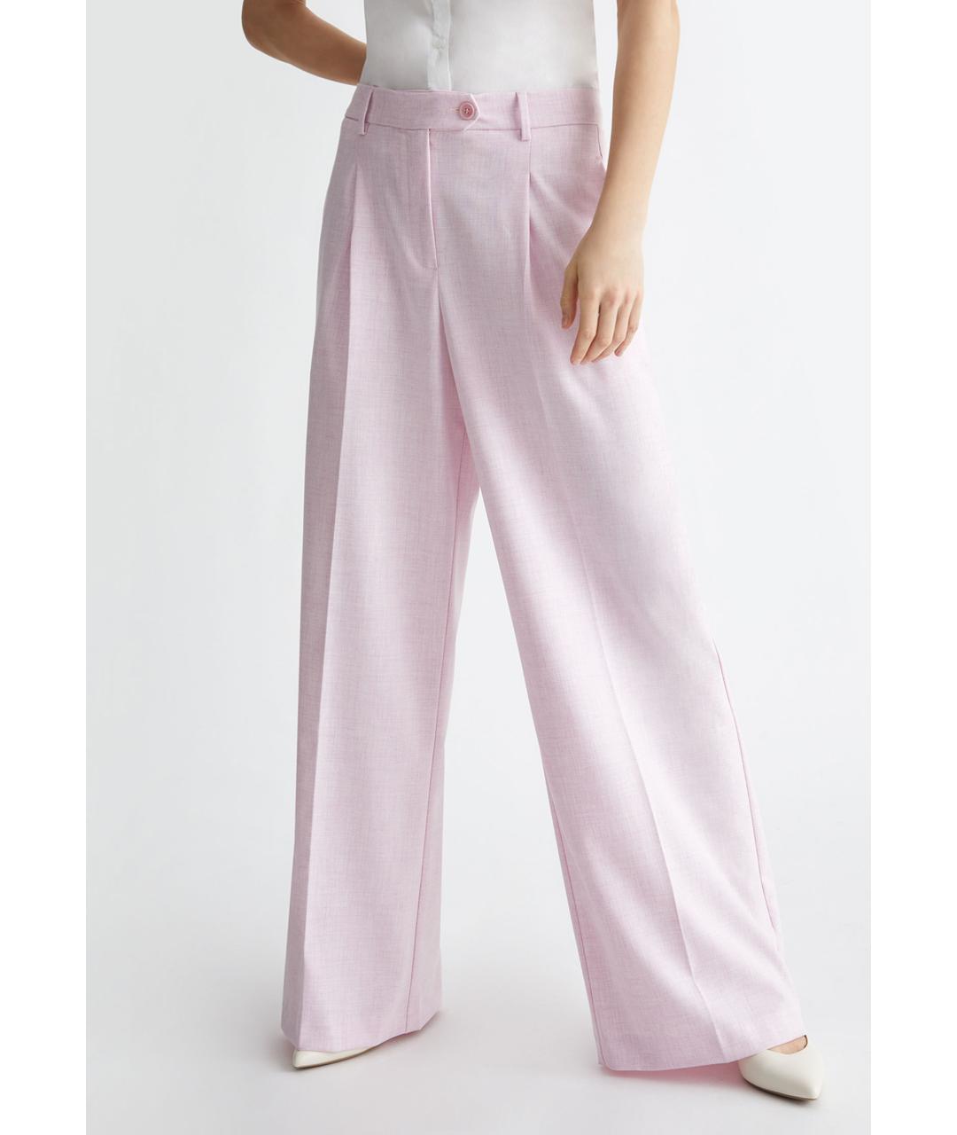 LIU JO Розовые полиэстеровые брюки широкие, фото 2