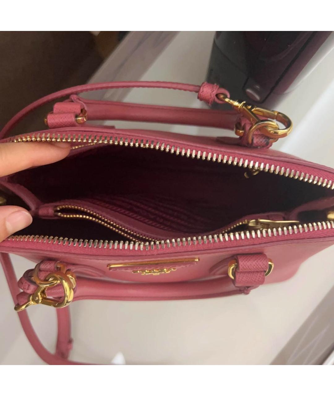PRADA Розовая кожаная сумка с короткими ручками, фото 5