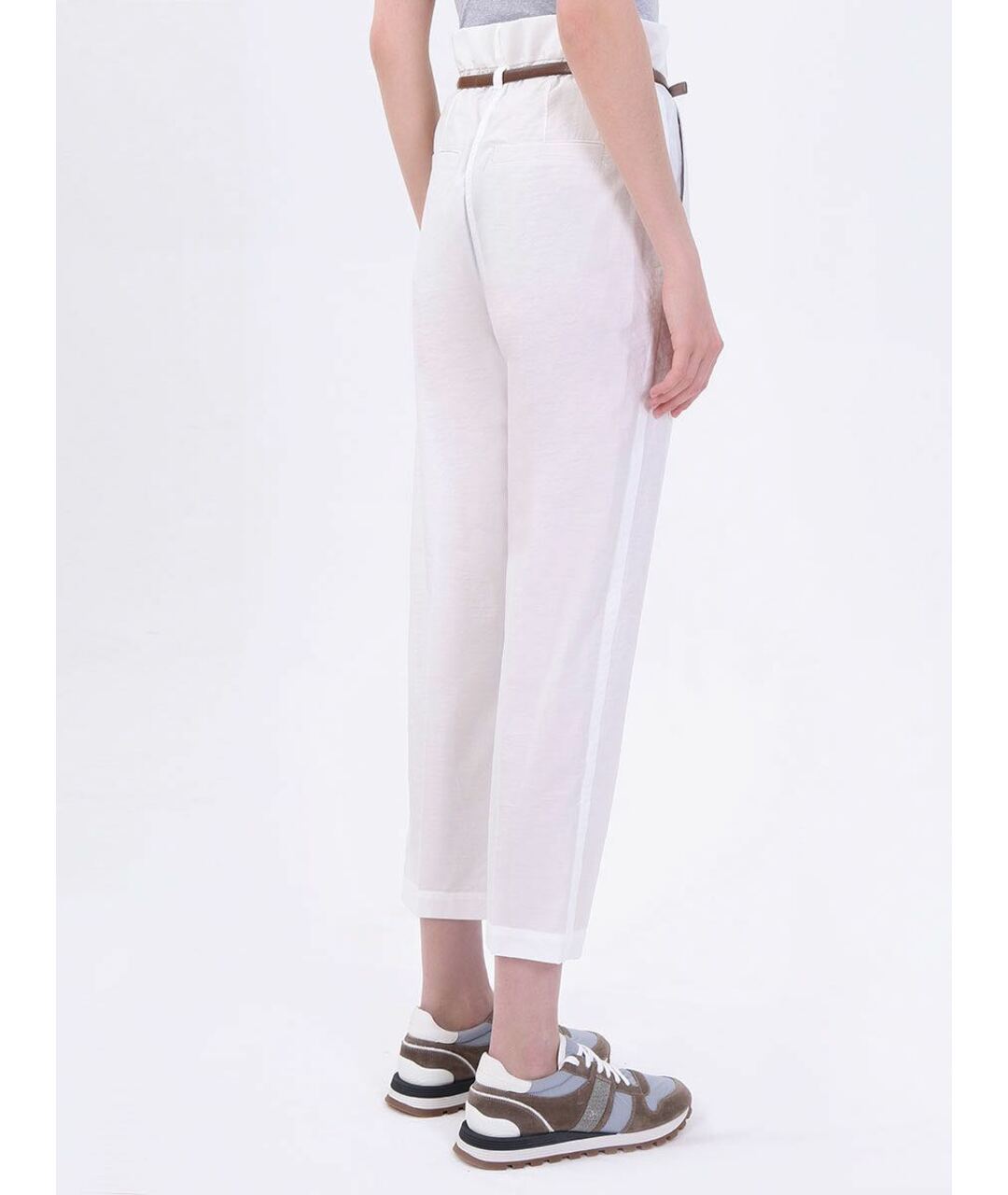 BRUNELLO CUCINELLI Белые хлопко-эластановые прямые брюки, фото 3