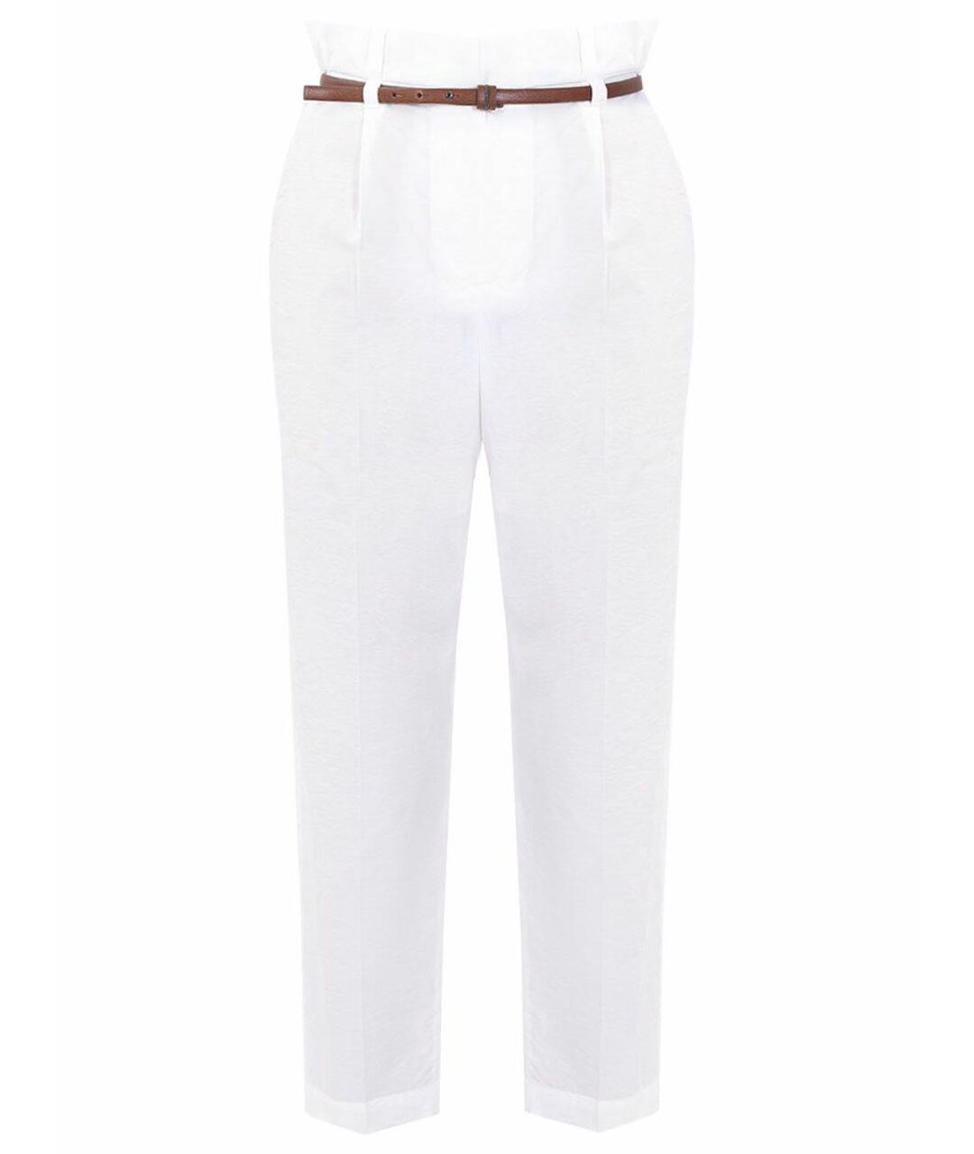 BRUNELLO CUCINELLI Белые хлопко-эластановые прямые брюки, фото 1