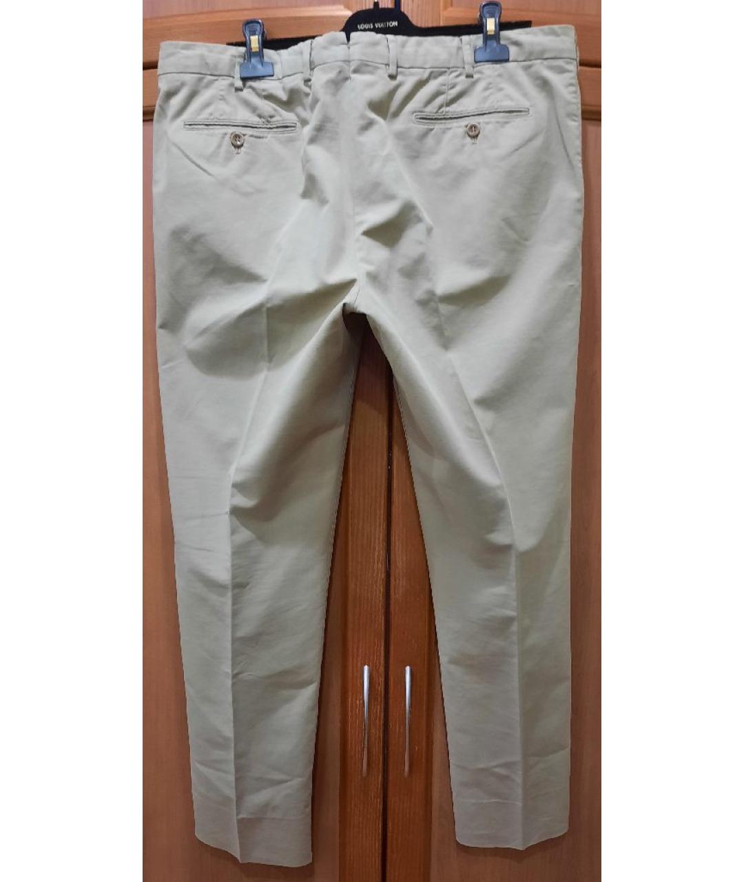 LORO PIANA Бежевые хлопко-эластановые повседневные брюки, фото 2