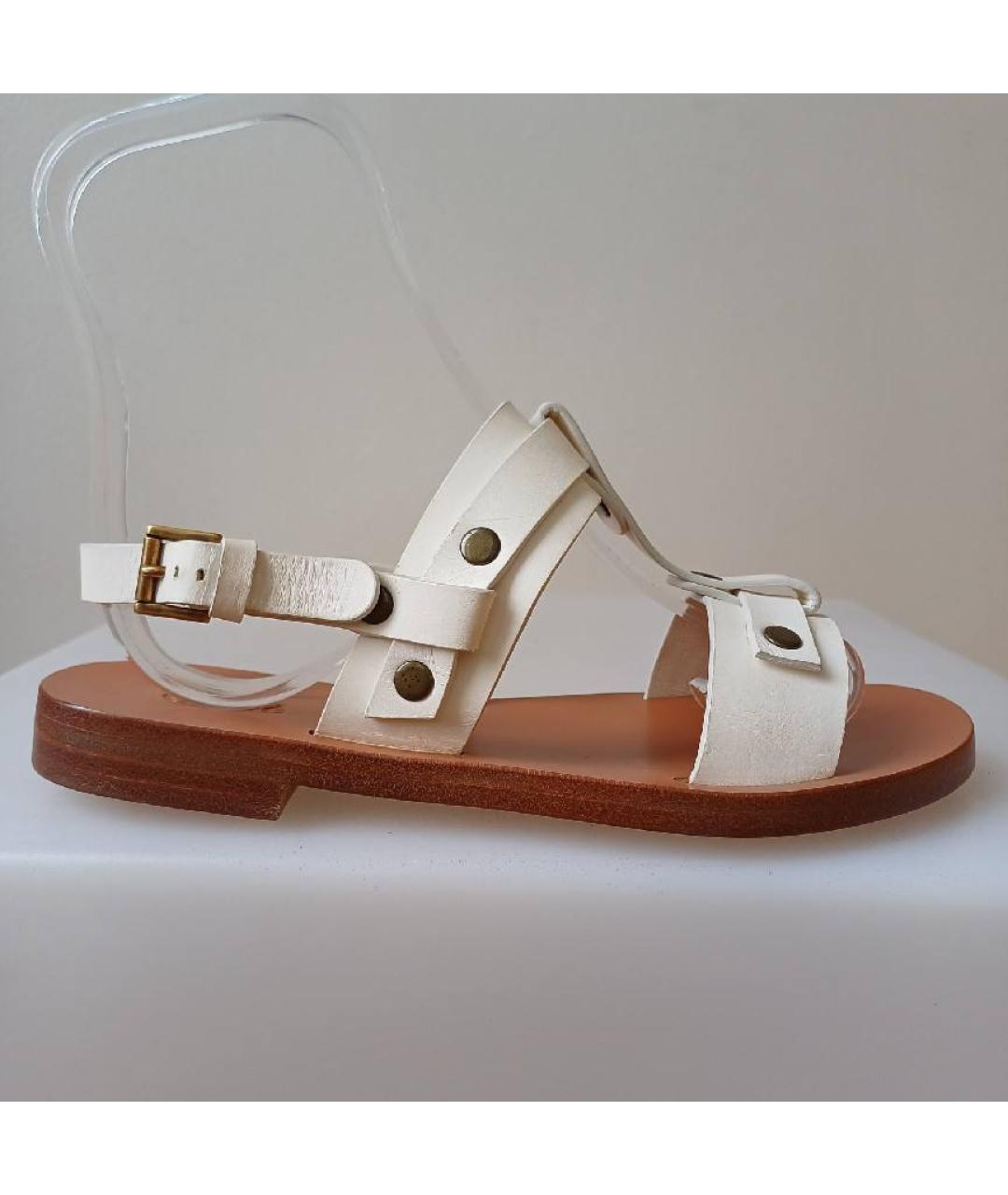 CHLOE Белые кожаные сандалии, фото 7