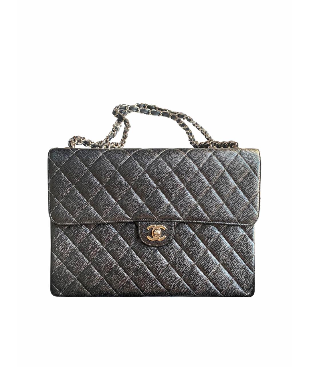 CHANEL PRE-OWNED Черная кожаная сумка через плечо, фото 1