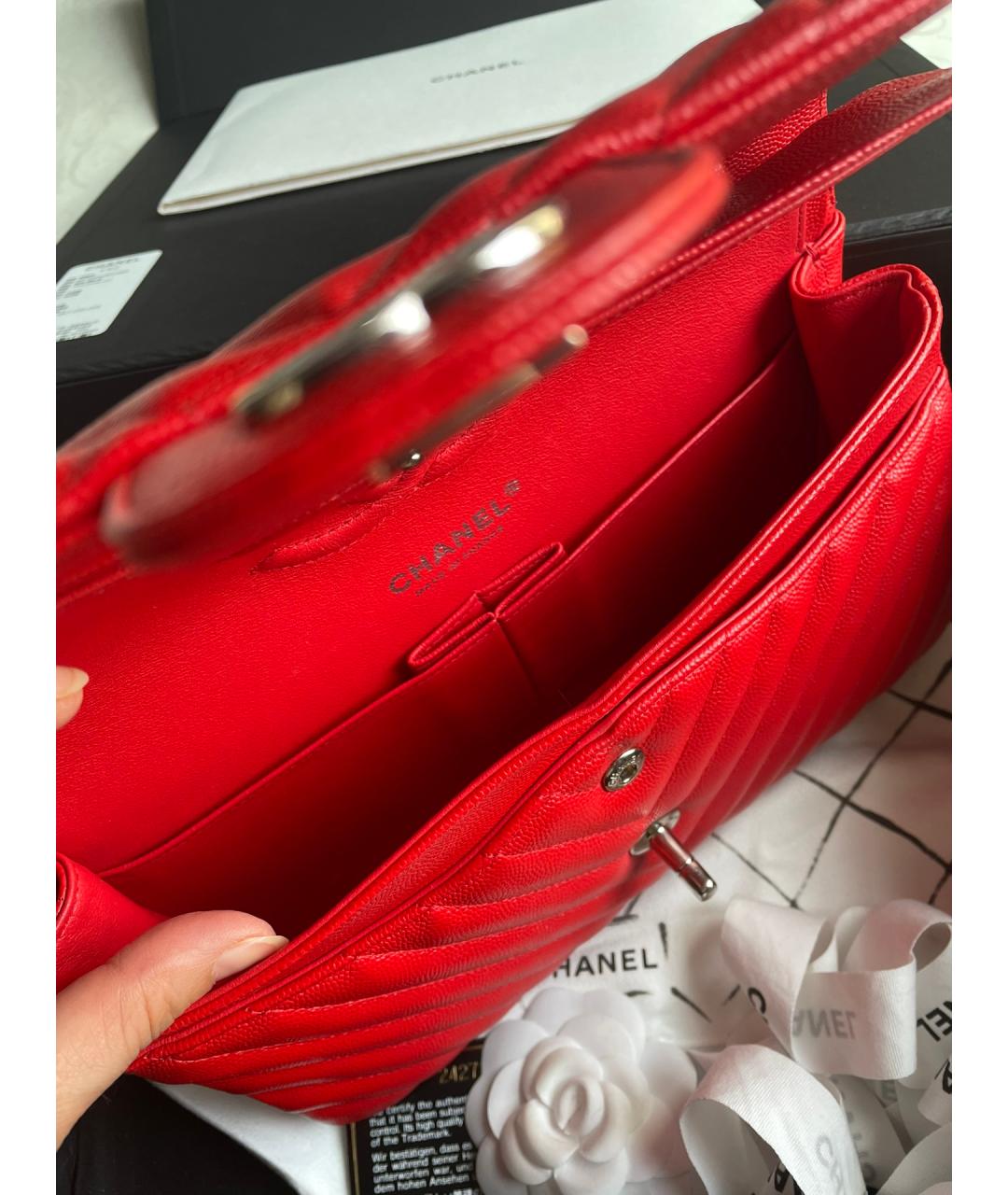 CHANEL PRE-OWNED Красная кожаная сумка через плечо, фото 6