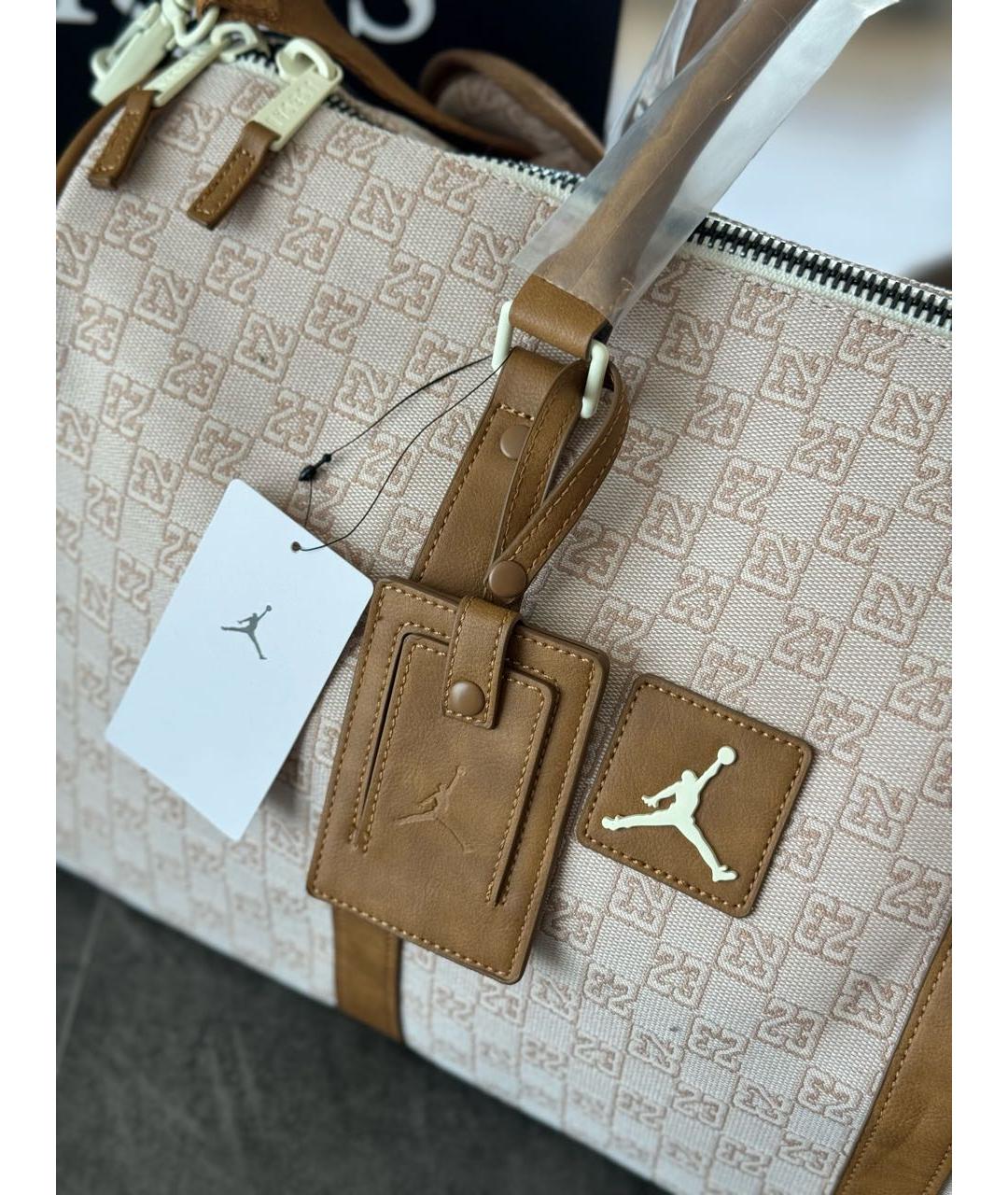 JORDAN Бежевая тканевая дорожная/спортивная сумка, фото 7