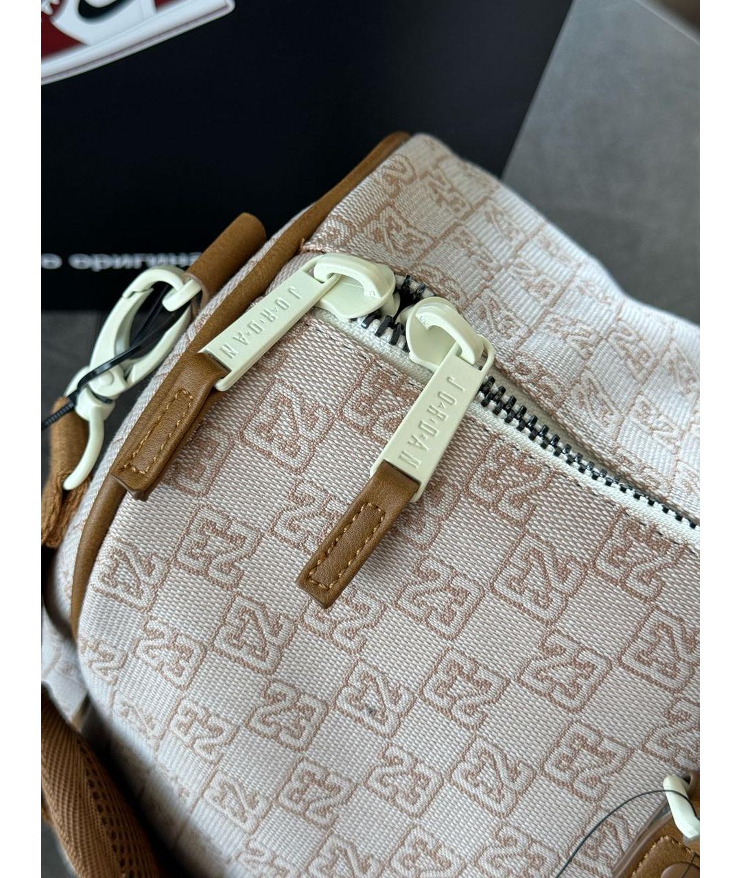 JORDAN Бежевая тканевая дорожная/спортивная сумка, фото 6