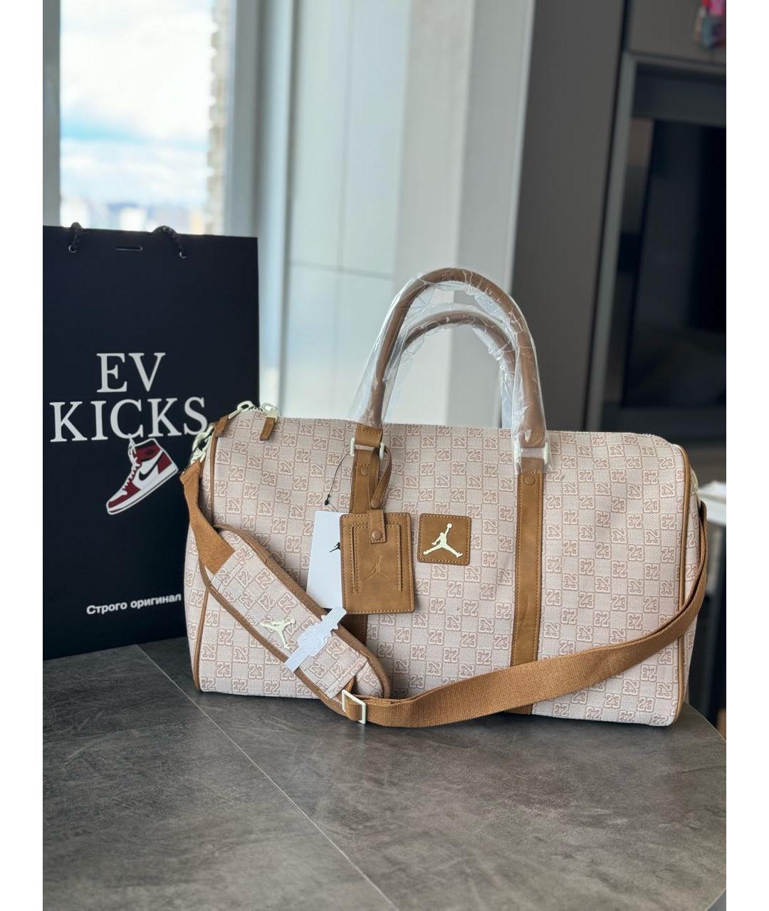 JORDAN Бежевая тканевая дорожная/спортивная сумка, фото 3
