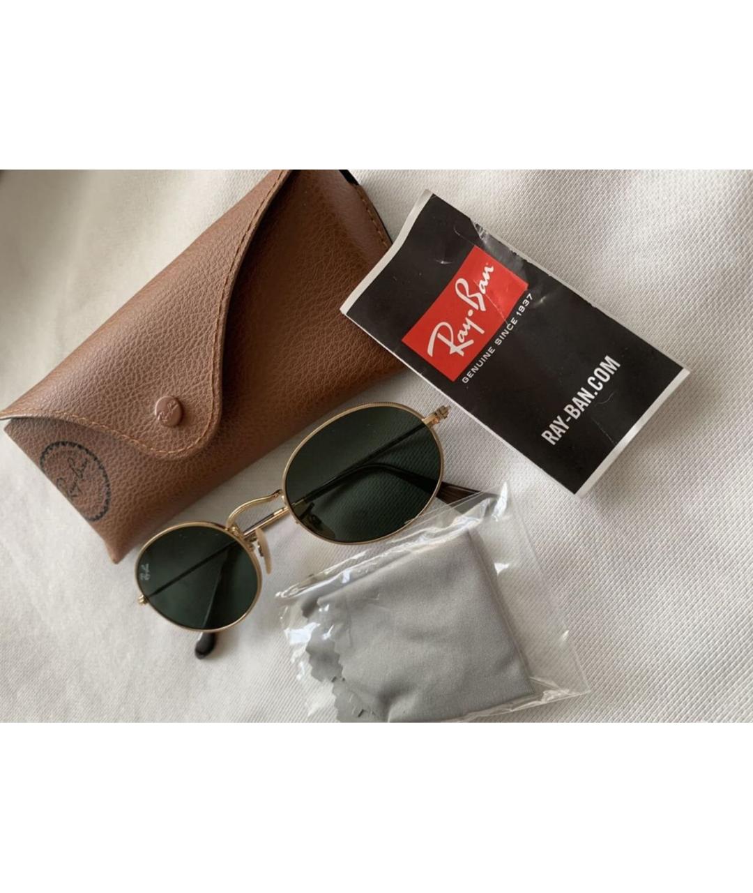 RAY BAN Золотые металлические солнцезащитные очки, фото 2