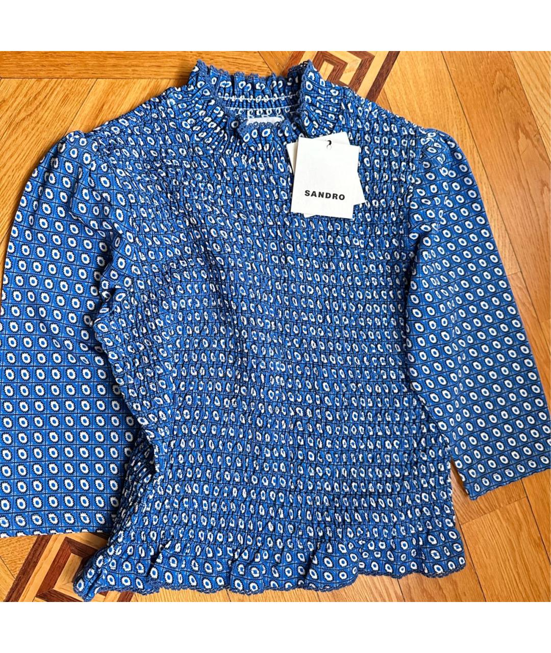 SANDRO Синяя вискозная блузы, фото 4