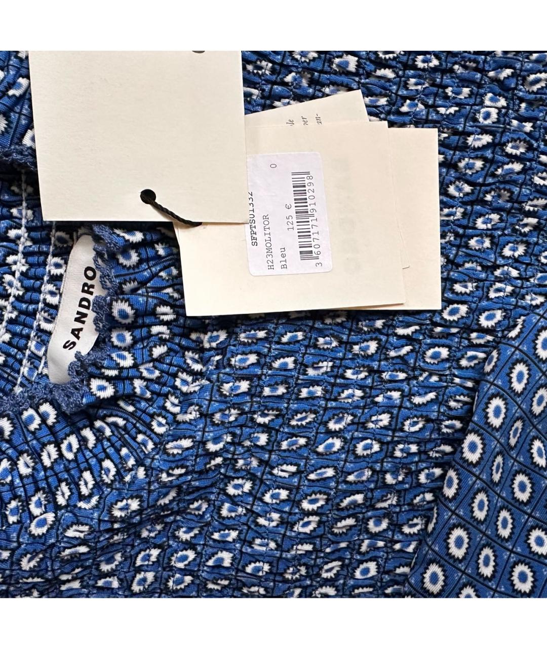 SANDRO Синяя вискозная блузы, фото 7