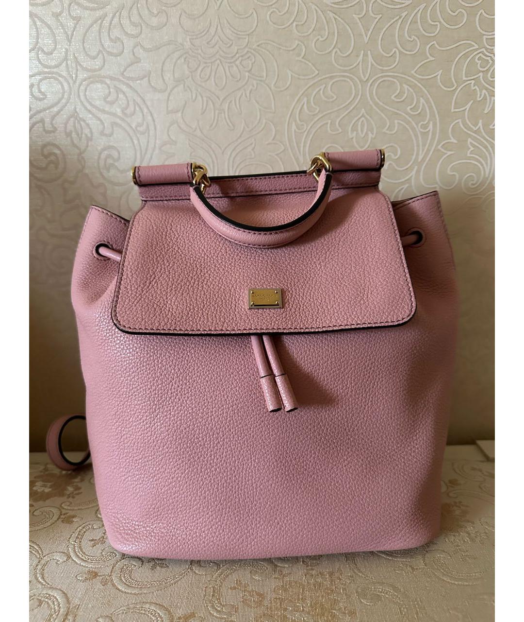 DOLCE&GABBANA Розовый кожаный рюкзак, фото 9